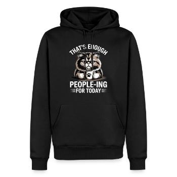Lustige Katze, die genug Leute für heute ist - Männer Premium Bio Hoodie - Schwarz - Vorne - Nico (187cm)