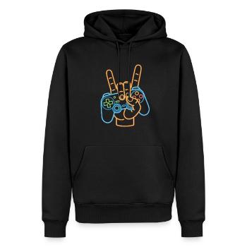Art au néon gamer - Sweat à capuche Premium bio Homme - noir - Devant - Nico (187cm)