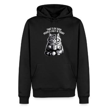 Lustige Katze, die genug Leute für heute ist - Männer Premium Bio Hoodie - Schwarz - Vorne - Nico (187cm)