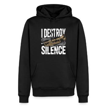 Trompette I Destroy Silence - Sweat à capuche Premium bio Homme - noir - Devant - Nico (187cm)
