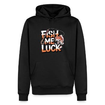 Fish Me Luck Pêche drôle - Sweat à capuche Premium bio Homme - noir - Devant - Nico (187cm)