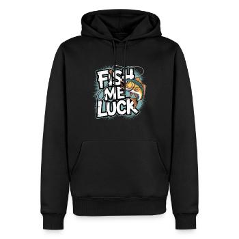 Drôle de pêche poisson moi chance - Sweat à capuche Premium bio Homme - noir - Devant - Nico (187cm)