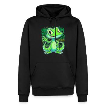 Fröhliche Echse – Witziger Comic Style - Männer Premium Bio Hoodie - Schwarz - Vorne - Nico (187cm)