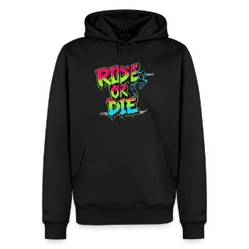 Ride or Die - Skateboard coloré Street Art Design - Sweat à capuche Premium bio Homme - noir - Devant - Nico (187cm)