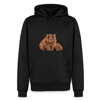 Womat avec bébé mignon - Sweat à capuche Premium bio Homme - noir - Devant - Nico (187cm)