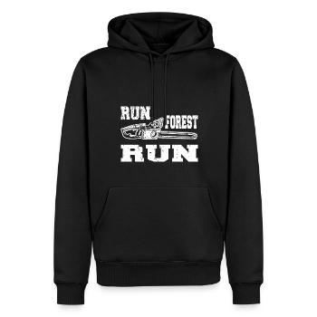 RUN FOREST RUN - Männer Premium Bio Hoodie - Schwarz - Vorne - Nico (187cm)