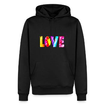 Love Lover love, alles ist Liebe Hippie - Männer Premium Bio Hoodie - Schwarz - Vorne - Nico (187cm)