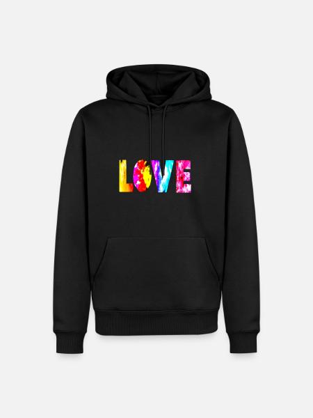 Love Lover love, alles ist Liebe Hippie - Männer Premium Bio Hoodie - Schwarz