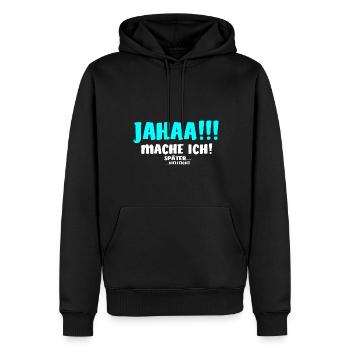 Jahaa! Mache ich später vielleicht [iceblue white] - Männer Premium Bio Hoodie - Schwarz - Vorne - Nico (187cm)