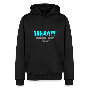 Jahaa mache ich später vielleicht [iceblue gray] - Männer Premium Bio Hoodie - Schwarz - Vorne - Nico (187cm)