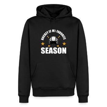 Le hockey est ma saison préférée rétro - Sweat à capuche Premium bio Homme - noir - Devant - Nico (187cm)
