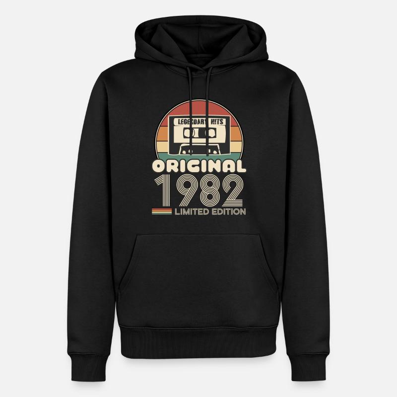 1982 - Männer Premium Bio Hoodie - Schwarz