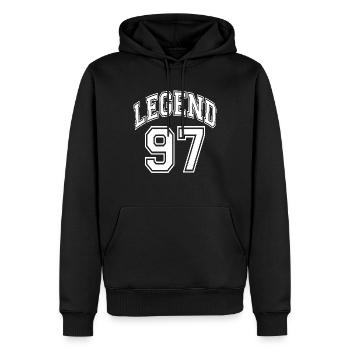 Légende 97 - Sweat à capuche Premium bio Homme - noir - Devant - Nico (187cm)