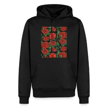 Rosen Muster - Männer Premium Bio Hoodie - Schwarz - Vorne - Nico (187cm)