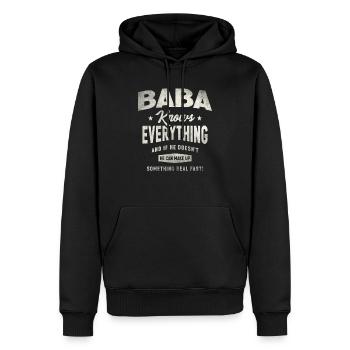 Baba Knows Everything Funny Grandpa Humor - Men’s Premium Organic Hoodie - black - Front - Nico (187cm)