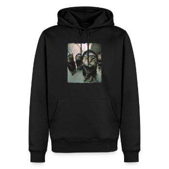 Gangster Katzen Streetwear Cooles Katzenmotiv - Männer Premium Bio Hoodie - Schwarz - Vorne - Nico (187cm)