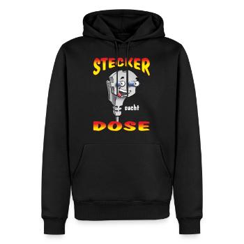 FD - Stecker sucht Dose - Elektriker Sex Fun - Männer Premium Bio Hoodie - Schwarz - Vorne - Nico (187cm)