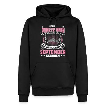 Septembre - anniversaire - princesse 3 - Sweat à capuche Premium bio Homme - noir - Devant - Nico (187cm)