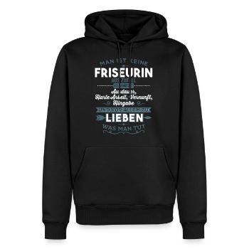 Lieben was man tut ´- Friseurin - Männer Premium Bio Hoodie - Schwarz - Vorne - Nico (187cm)