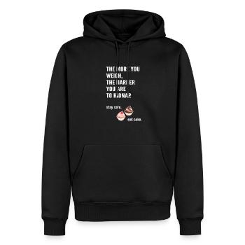 The more you weigh, the harder you are to kidnap. - Männer Premium Bio Hoodie - Schwarz - Vorne - Nico (187cm)