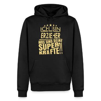 Ich bin ERZIEHER - Männer Premium Bio Hoodie - Schwarz - Vorne - Nico (187cm)
