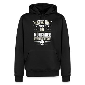 MÜNCHEN - Männer Premium Bio Hoodie - Schwarz - Vorne - Nico (187cm)