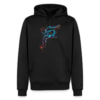 Dragon Bleu - Sweat à capuche Premium bio Homme - noir - Devant - Nico (187cm)