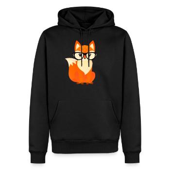 Geek Fox With Glasses - Men’s Premium Organic Hoodie - black - Front - Nico (187cm)