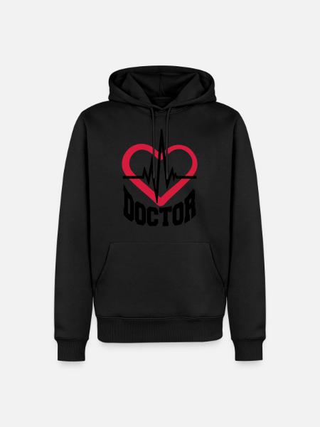 doctor heart stethoscope listen heartbeat pulse ve - Men’s Premium Organic Hoodie - black