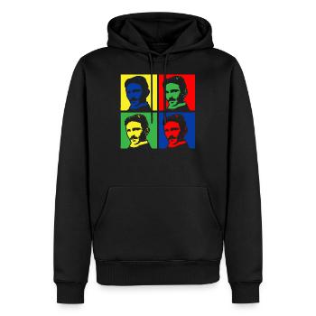 Pop Art Nikola Tesla - Men’s Premium Organic Hoodie - black - Front - Nico (187cm)