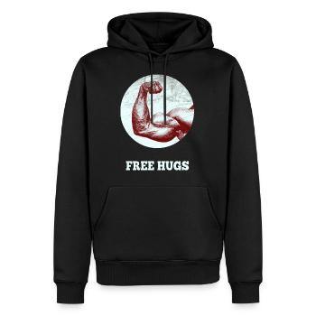 Free Hugs Bizeps Muskeln vintage witzig Humor neu - Männer Premium Bio Hoodie - Schwarz - Vorne - Nico (187cm)