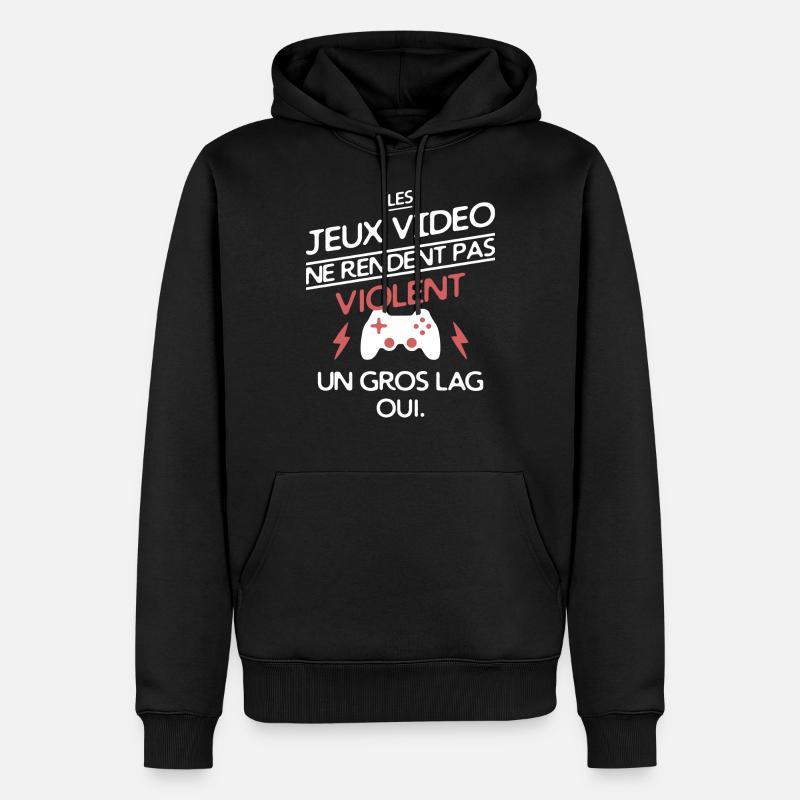 Gamers - le lag - Sweat à capuche Premium bio Homme - noir