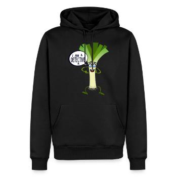 citation humour poireaux detective legume drole bu - Sweat à capuche Premium bio Homme - noir - Devant - Nico (187cm)