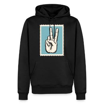 Frieden - Männer Premium Bio Hoodie - Schwarz - Vorne - Nico (187cm)