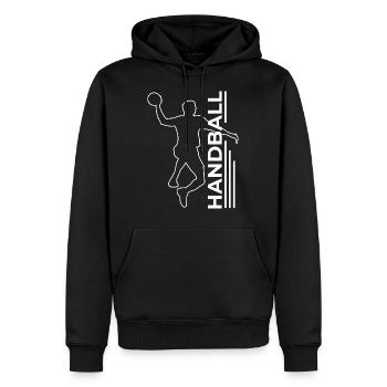 Handball player gift handballer jump throw - Men’s Premium Organic Hoodie - black - Front - Nico (187cm)