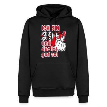04 Ich bin 39 Plus 1 Stinkefinger Mittelfinger - Männer Premium Bio Hoodie - Schwarz - Vorne - Nico (187cm)