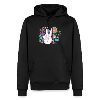 Paix et paix Cadeau à la main - Sweat à capuche Premium bio Homme - noir - Devant - Nico (187cm)