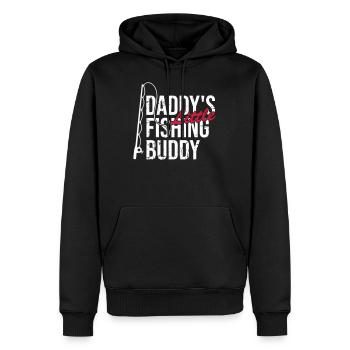 Papa little fishing buddy - Sweat à capuche Premium bio Homme - noir - Devant - Nico (187cm)