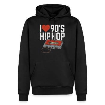 Hip Hop des années 90 - Sweat à capuche Premium bio Homme - noir - Devant - Nico (187cm)