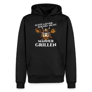 Hommes, barbecue - Sweat à capuche Premium bio Homme - noir - Devant - Nico (187cm)