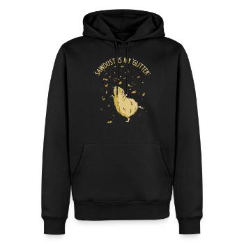 Chemise de hamster | La sciure de bois est ma fille hamster à paillettes - Sweat à capuche Premium bio Homme - noir - Devant - Nico (187cm)