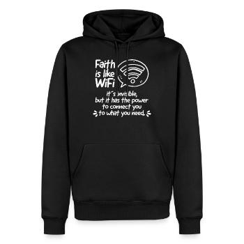 Verset biblique dictons chrétiens cadeau bible jésus - Sweat à capuche Premium bio Homme - noir - Devant - Nico (187cm)