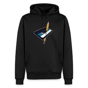 Cassette Cassette Pencil 90s 80s Gift - Men’s Premium Organic Hoodie - black - Front - Nico (187cm)