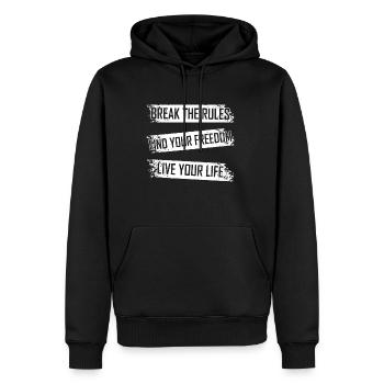 Freiheit - Männer Premium Bio Hoodie - Schwarz - Vorne - Nico (187cm)