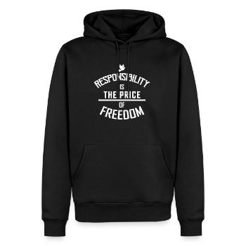 Freiheit - Männer Premium Bio Hoodie - Schwarz - Vorne - Nico (187cm)