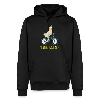 vélo - Sweat à capuche Premium bio Homme - noir - Devant - Nico (187cm)