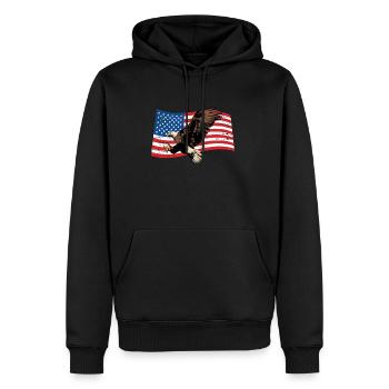 Amerika Adler - Männer Premium Bio Hoodie - Schwarz - Vorne - Nico (187cm)