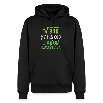30ème anniversaire - Sweat à capuche Premium bio Homme - noir - Devant - Nico (187cm)