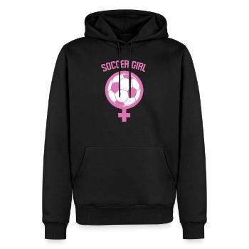 le football féminin - Sweat à capuche Premium bio Homme - noir - Devant - Nico (187cm)