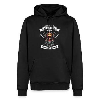 fire Department - Men’s Premium Organic Hoodie - black - Front - Nico (187cm)